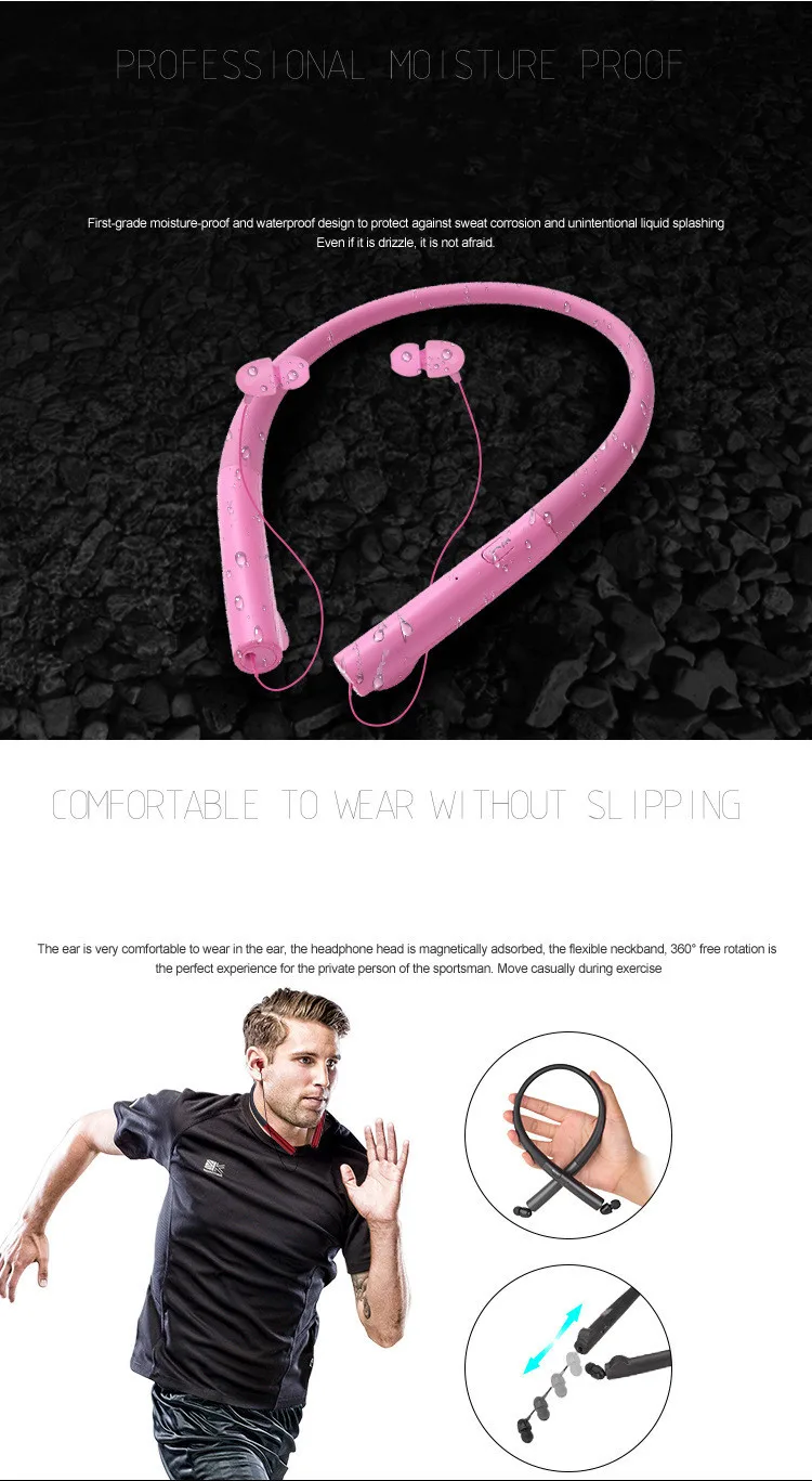 SYYTECH HB-905 neckband retractable wireless Noise reduction headset V4.0Bluetooth stereo sports Headphones - ANKUX.COM