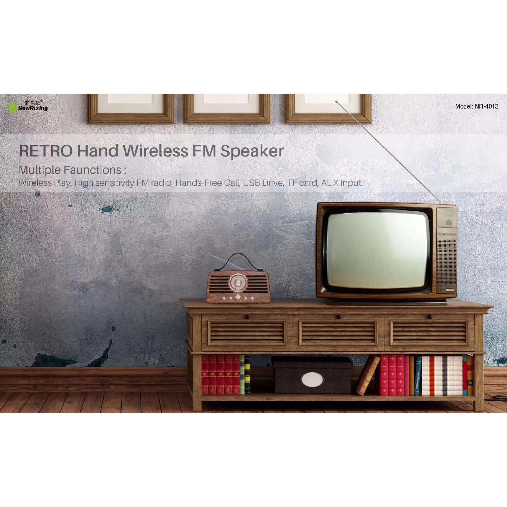 NR-4013 factory price retro vintage high quality sounds blue tooth speaker with fm radio - ANKUX.COM