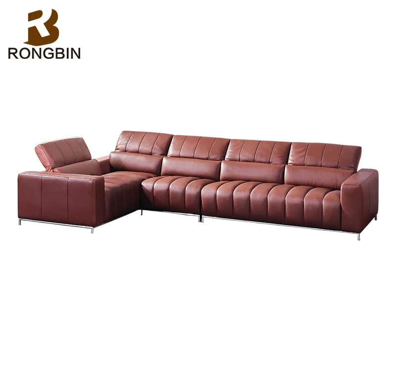 Modern Design Recycled Genuine Thick Leather L Sofa In