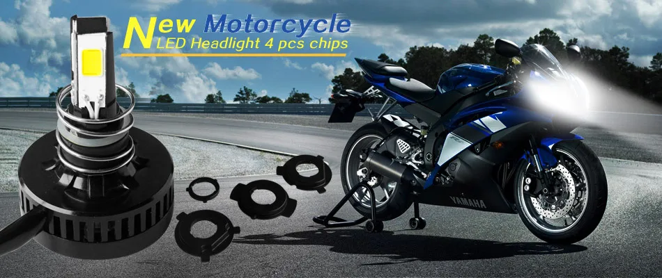 Most Popular Led Motorcycle Headlight H4 Led High Lumens 4 Side Chips