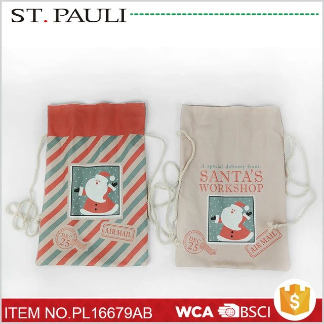 gift candy storage canvas drawstring christmas bag for custom