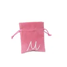 Small pink velvet jewelry pouch drawstring velvet bag with logo screen printing