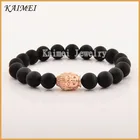 Spiritual Bracelet Beads Factory Price Stainless Steel Plating 18K Gold Skull Charms Black Onyx Spiritual Beads Bracelet