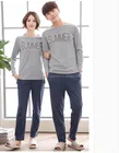 100%cotton spring /autumn long sleeve top and pant women and men's pajamas