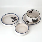 Old Rustic Antique Ceramic Stoneware Dolomite Dinner Dinnerware Tableware Sets