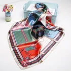 Red buffalo roses printed silk plain polyester scarf square hijab