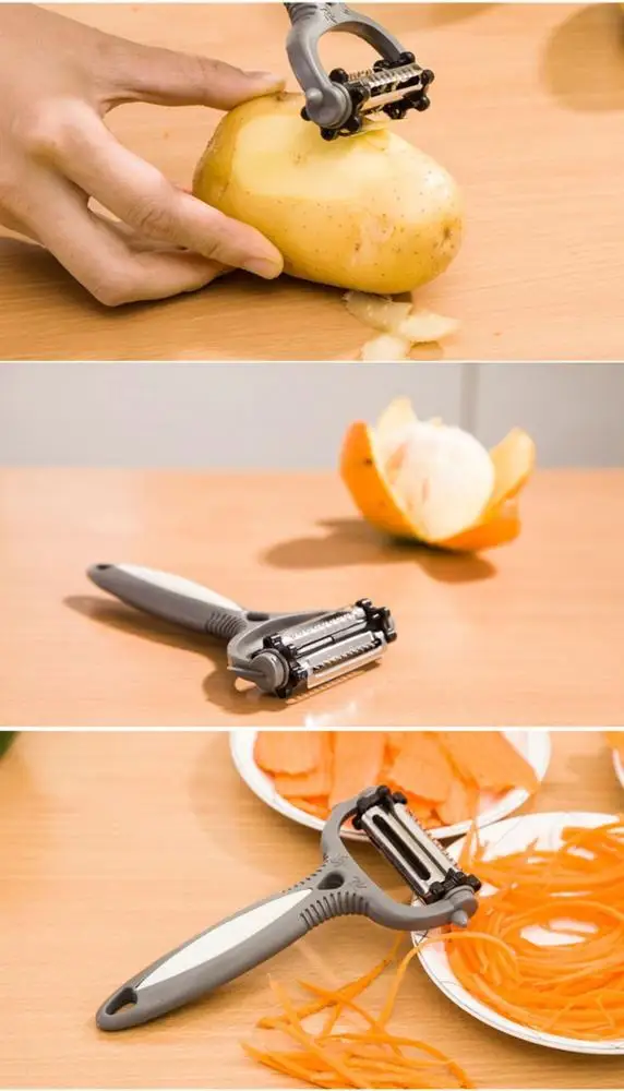 Stainless Potato Peeler Vegetable Slicer Cutter Kitchen Accessories 360 Degree Rotary Fruit Peeler Ultra Dual Julienne KC1092