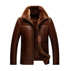 Brown Leather Jacket Donice Factory Price Real Fur New Style Brown Sherpa Leather Jacket Men
