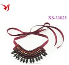 BSCI audit factory Fashion pearls & crystals black ribbon necklace tube dress jewelry bohemian style necklace
