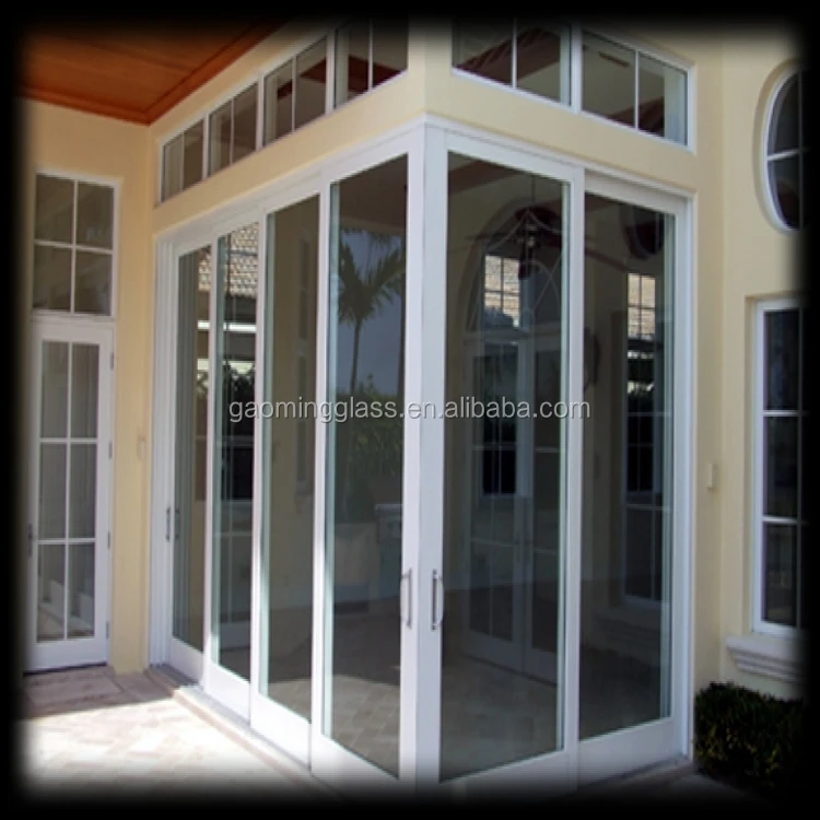 Gaoming alta transparencia de perfil de aluminio puerta corredera curva/8 pies puerta