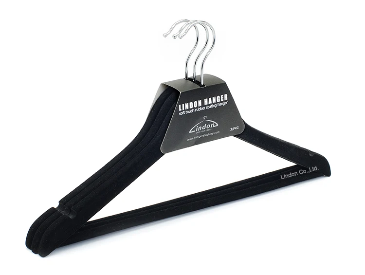 Assessed Supplier LINDON Factory Black Velvet Clothes Hangers Wholesale