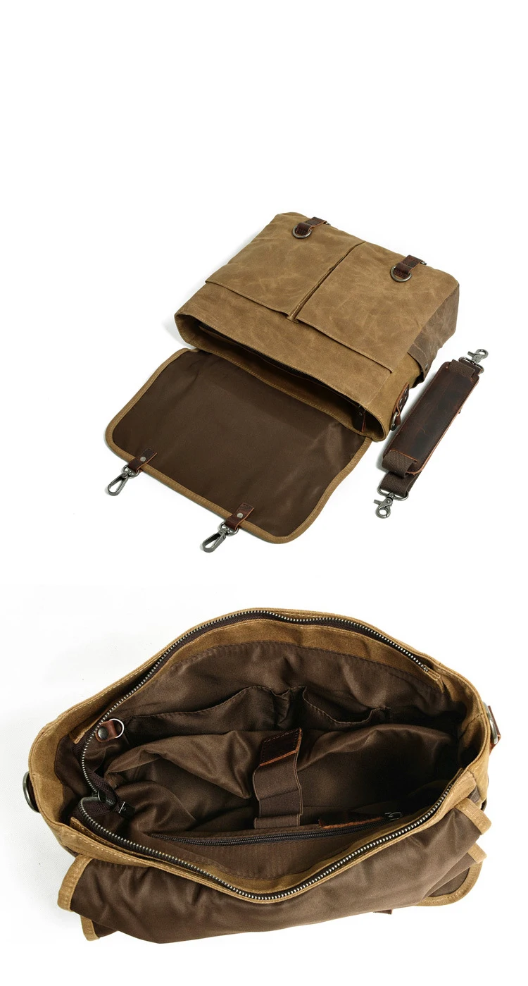 Elegant brand waterproof waxed canvas design unisex vintage DSLR Leather photograph messenger camera bag