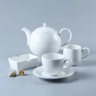 Hot sale modern elegant hotel restaurant white blank ceramic pot milk jug cup and saucer expresso coffee tea table cup set