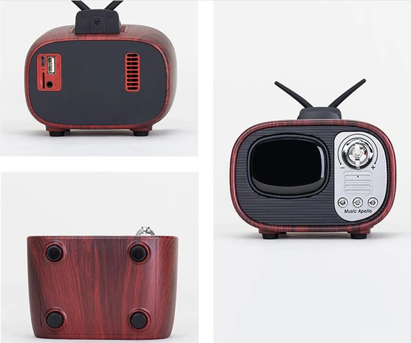 Creative retro TV shaped mini portable QI charging wireless speaker home - ANKUX.COM