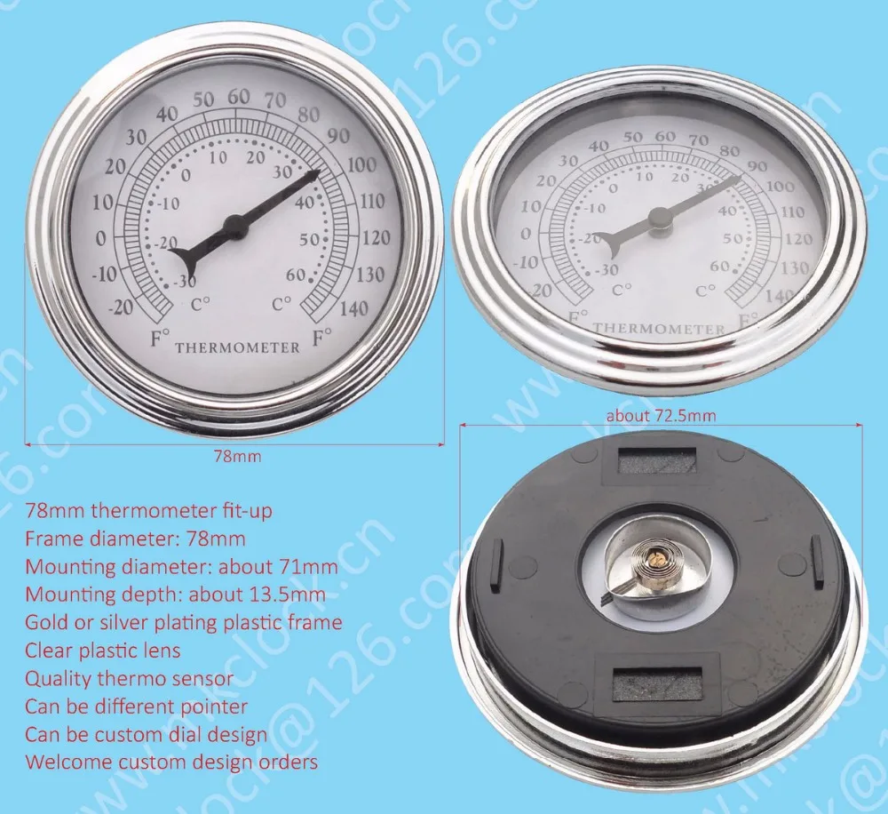 78mm thermometer insert thermometer fit up plastic casing thermometer