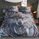 Wolf Bedding Set With Dreamcatcher Duvet Cover 3D Mountains Scenery Purple Brown 3-Piece Bedclothes