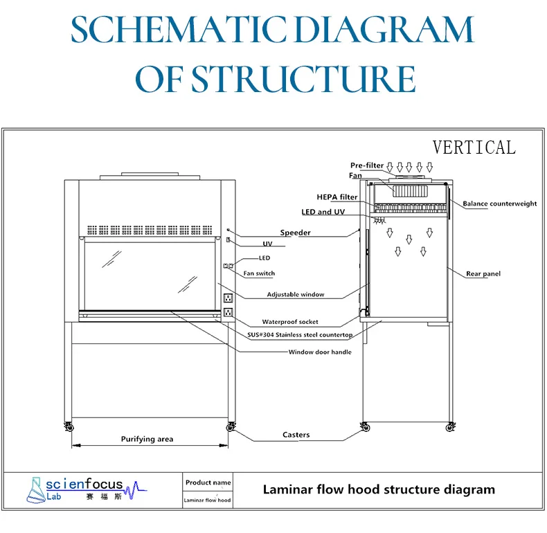 Laboratory Vertical Laboratory Clean Bench Steel Cultures Cabinet Laminar Flow Cabinet/