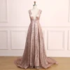 2019 new design shiny blush sequin women evening dress gowns