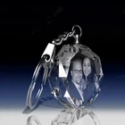 Wholesale 3d laser engraving transparent photo LED crystal glass keychain, key ring, keyholder for promotional gifts
