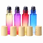 10ml thick glass gradient roll on bottles with metal roller ball