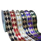 2018 New Design Custom Printed Satin Ribbon Printed Polyester Ribbon Gold Foil Printed Ribbon