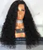 Afro Style Jerry Curly 180% Density Lace Front Human Hair Wigs Side Part 8-26 Large Stock Half Hand Tied Lace Wigs