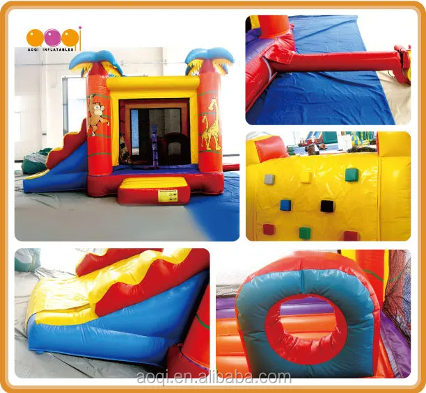 AOQI most popular mini inflatable zoo combo with slide for kids with free EN14960 certificate