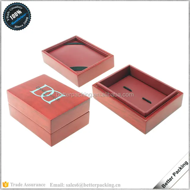 red luxury custom wooden jewelry cufflink packaging gift box