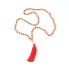 Red Purple Multi Colors Cowries Shell Beads Necklaces Silk Thread Tassel Knotted Wooden Bead Necklace