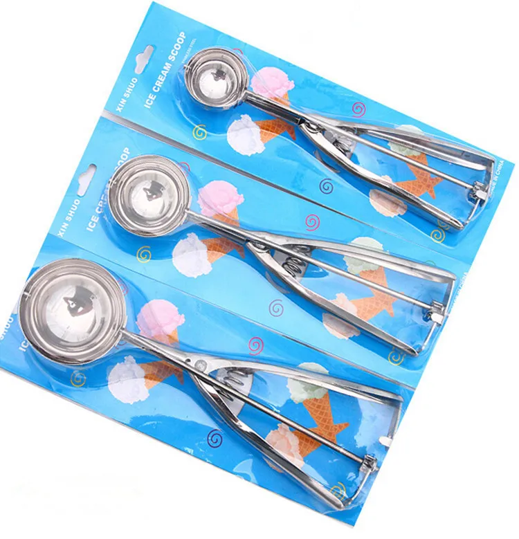 3 Pcs Stainless Steel Ice Cream Scoop Practical Ice Cream Stacks Tools Eco-Friendly Small Middle Large Spoons
