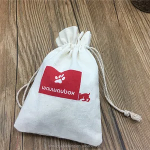 custom packaging cotton muslin drawstring bag for dog food