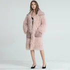 Fur Pink Coat Winter Custom Size Collared Clothes Winter Waistcoat Long Real Mongolian Pink Fur Coat