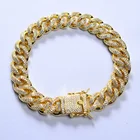lab diamond cz gold plated iced out jewelry mens gold cuban link bracelet