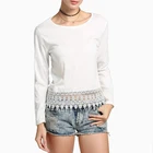 Wholesale Women Clothing Long Sleeve Round Neck With Lace Up Detail Big Size Simple Design Boho Blouse