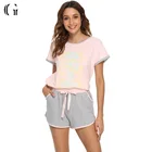 Private Label Printed Top and Shorts Pajama Sets Sleepwear Woman