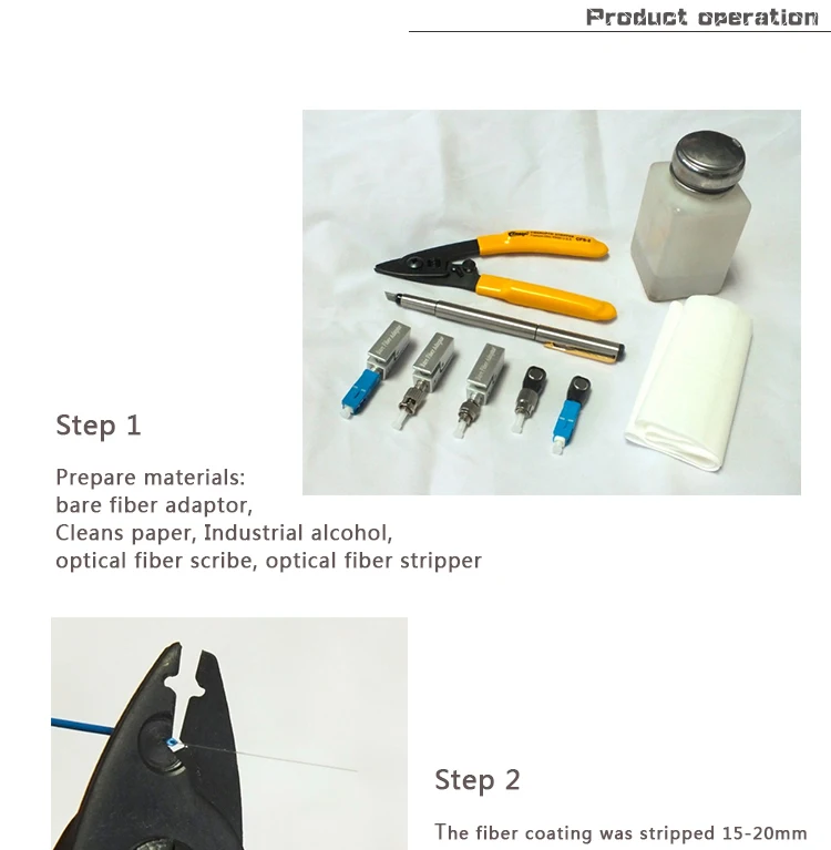 metal round type lc bare fiber optic adaptor