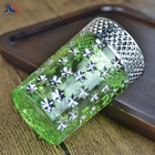 Middle East Favors Green Color Glass Drinking Cup Silver Plated Tea Set