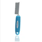 Metal head dog lice comb with soft non-slip handle, dog product