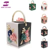 High end Metal handle Flower Pearls Square box Wedding Evening Clutch bag