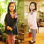 Girl's long sleeved striped pantsuit sport children cotton kids girls matching clothing sets