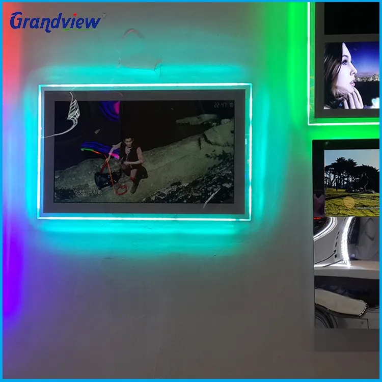 Wall mounted small advertising display LED advertising RGB acrylic video light box, View LED ...