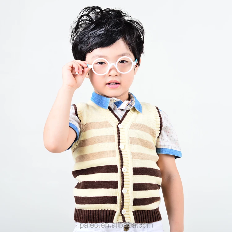 Cheap V-neck Knitted 100% Cotton reflective Boys Vest for winter