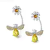 Wholesale bee design yellow zircon jewelry earings for women 2019