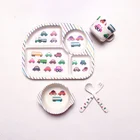 bamboo fiber kids dinnerware set with plate cup bowl cutlery