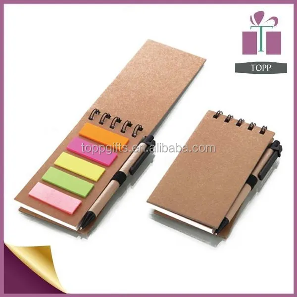 sticky note pocket notebook with pen paper notebook