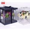 Wholesale transparent plastic box gift paper wrapped luxury flower box