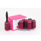 Girls fashion detachable heads round ceramic hair brush set with 6pcs brushes and 1 handle