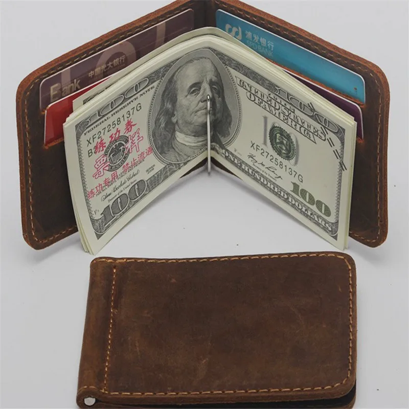 Promo customized magnet PU leather money clip with credit card holder