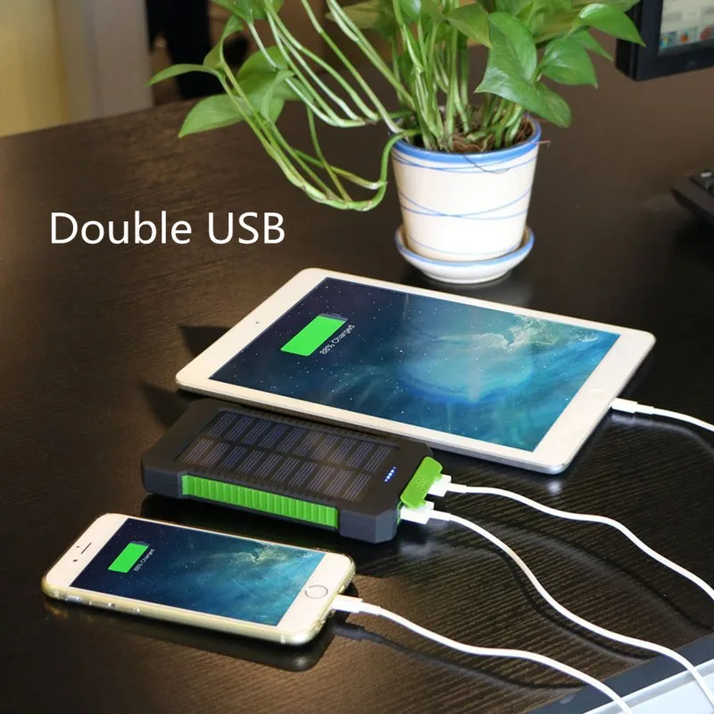 Waterproof 10000mAh Portable Compass Solar Charger Dual USB Battery Power Bank For iPhone for Samsung Smartphone - ANKUX.COM