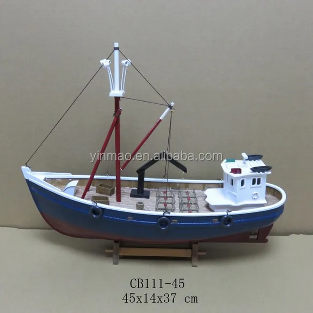 blue/red 45x14x37cm, custom design crab boat model, marine craft